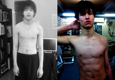 Andrew before and after training at Victors Gym
