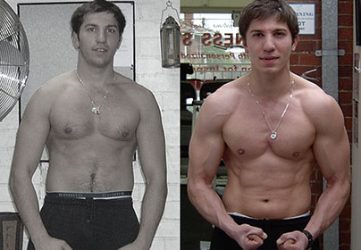 George before and after training at Victors Gym